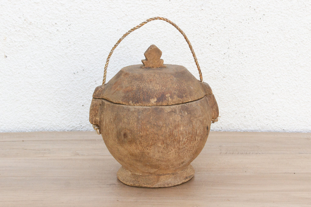 Antique Asian Wood Food Bowl