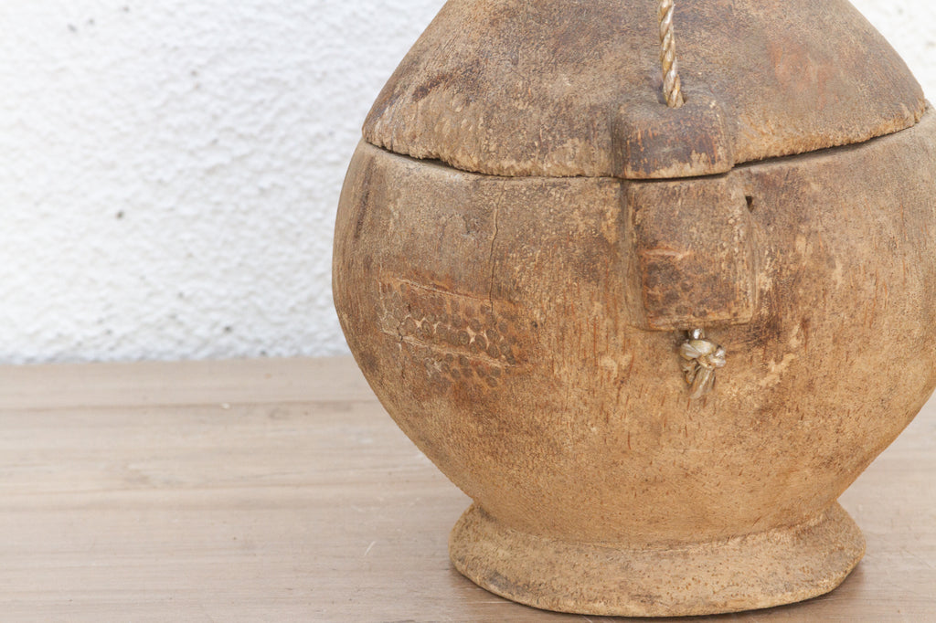 Antique Asian Wood Food Bowl