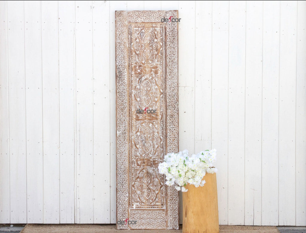 Antiqued White Moroccan Medina Carved Door