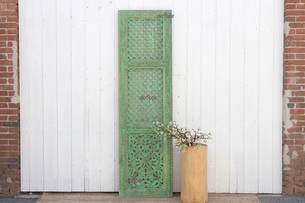 Emerald Green Moroccan Medina Carved Door
