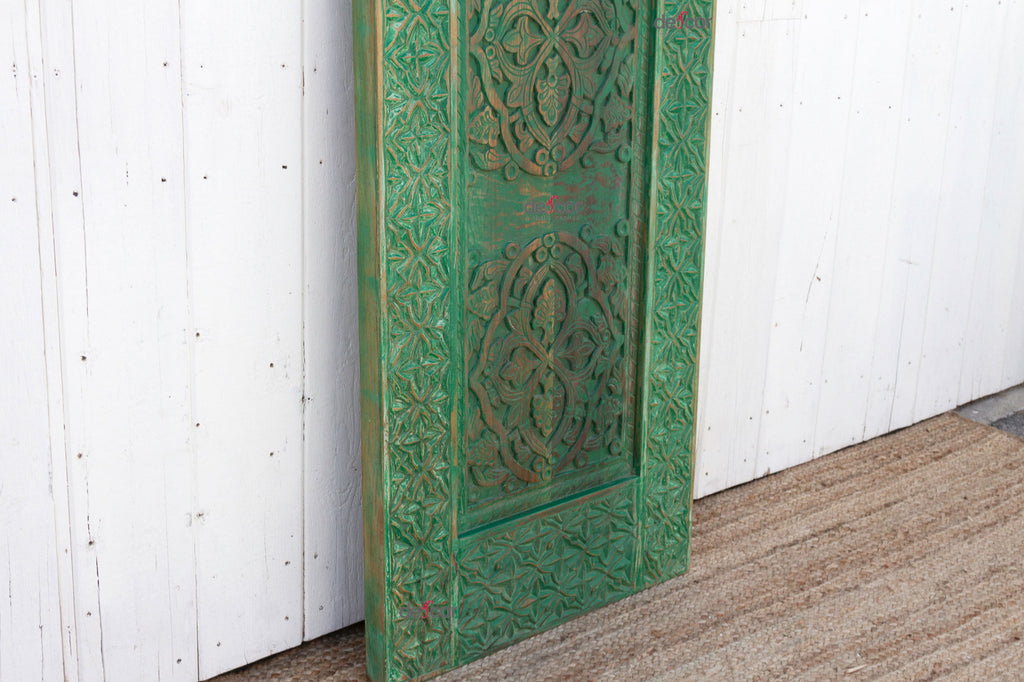 Emerald Green Moroccan Medina Carved Door (Trade)