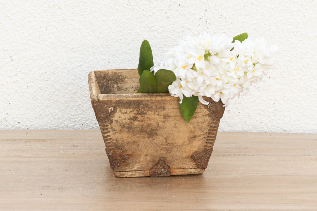 Old Metal Strap Wooden Bucket