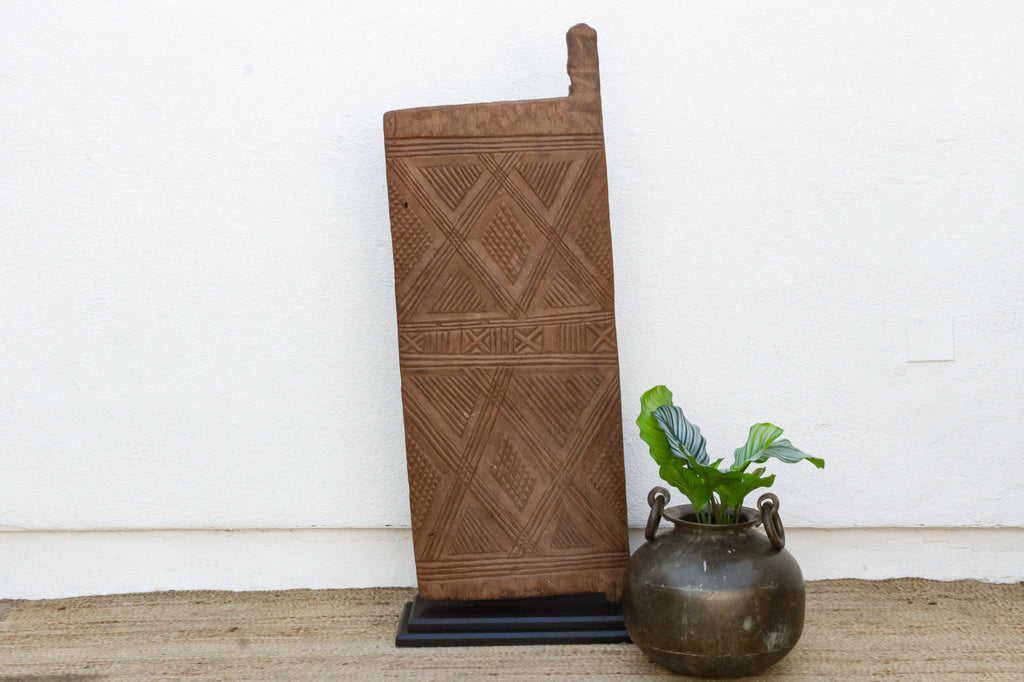 Early 20th Century Bwa Diamond Relief Carved Door (Trade)