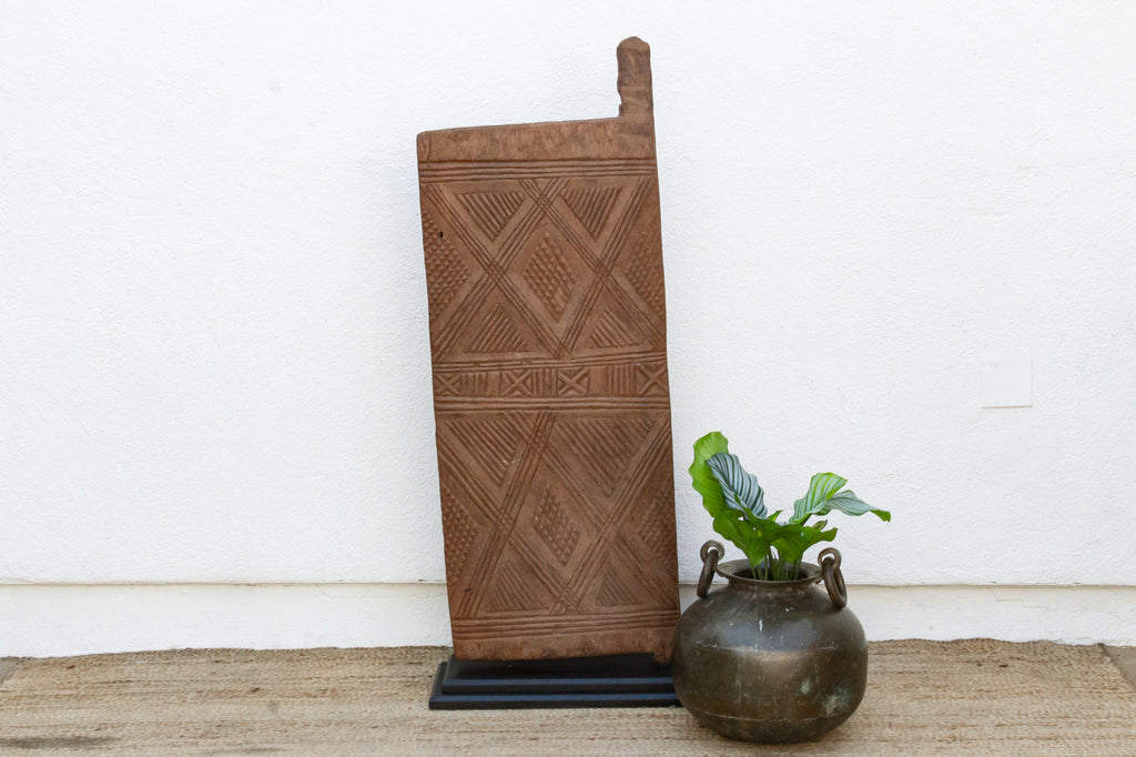 Early 20th Century Bwa Diamond Relief Carved Door (Trade)