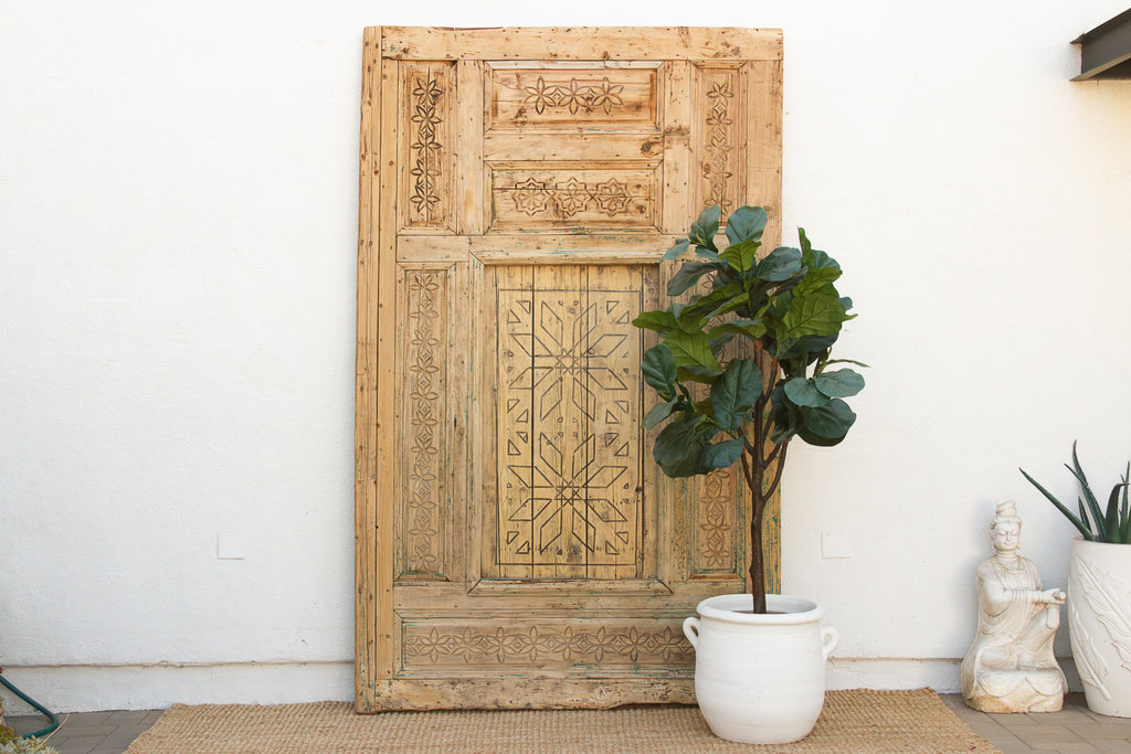 Ancient Carved Star Moroccan Riad Door