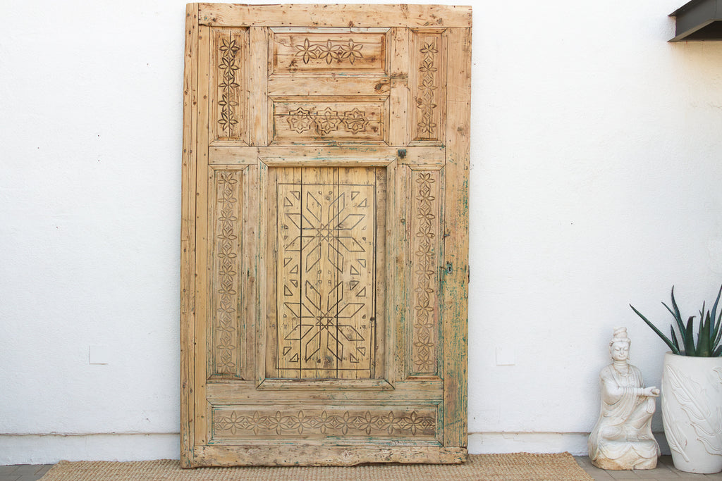 Ancient Carved Star Moroccan Riad Door