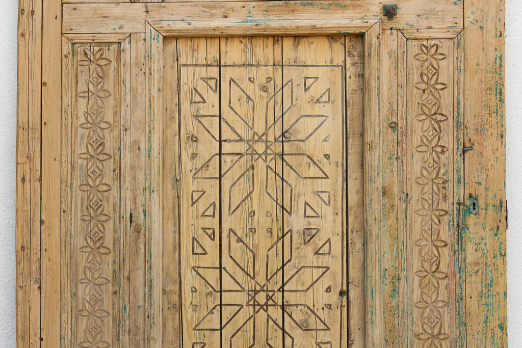 Ancient Carved Star Moroccan Riad Door