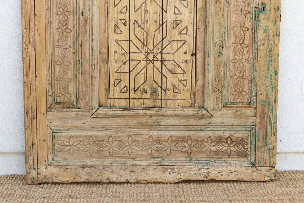 Ancient Carved Star Moroccan Riad Door