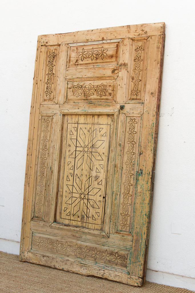 Ancient Carved Star Moroccan Riad Door
