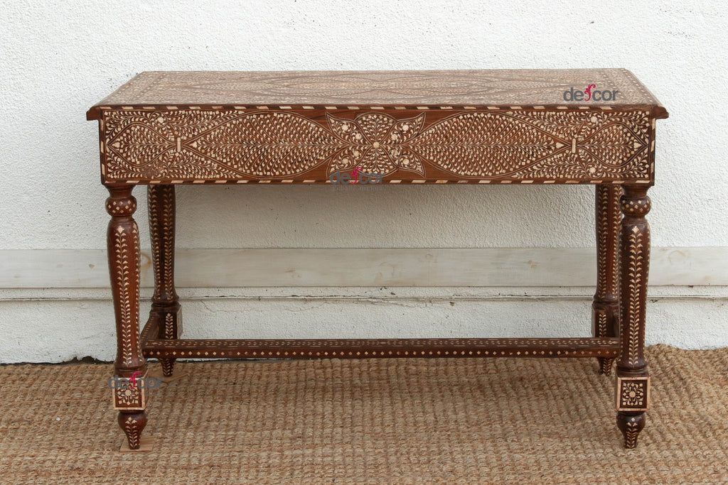 Exquisite Medallion Top Inlay Writing Table