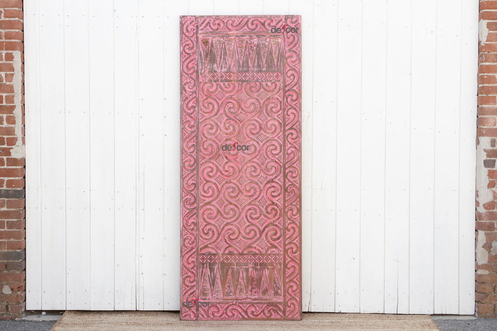 Painted Rose Reclaimed Wood Carved Door