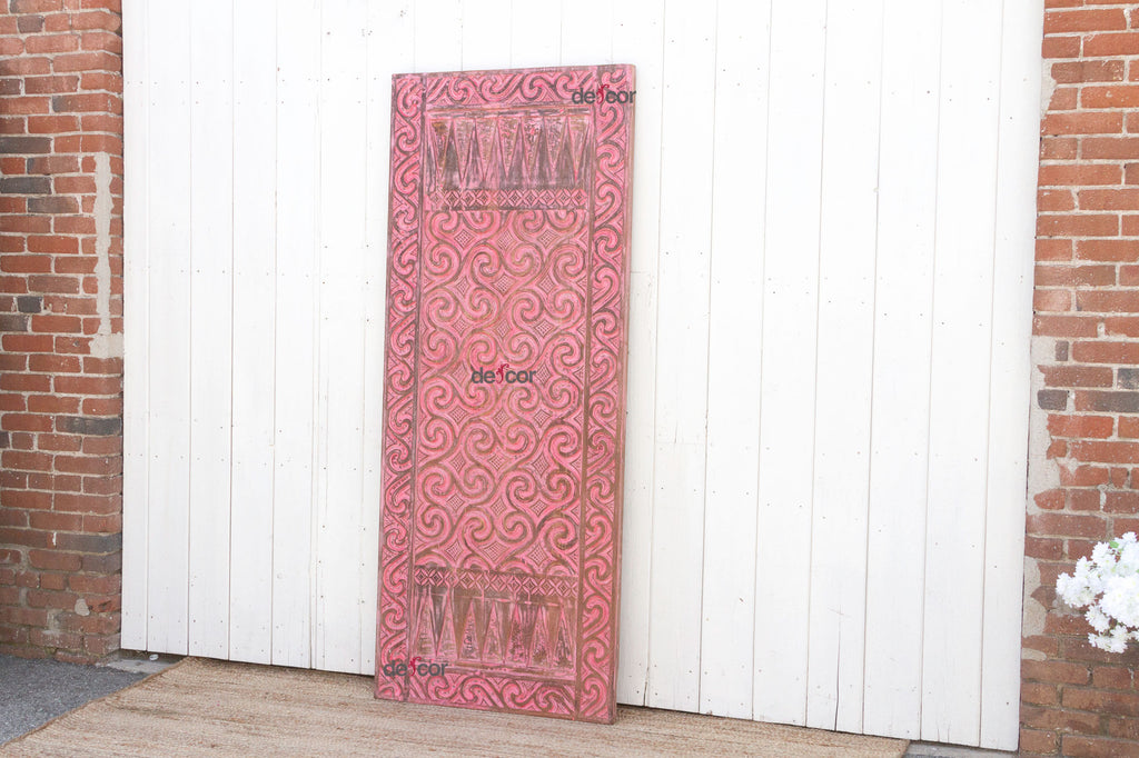 Painted Rose Reclaimed Wood Carved Door