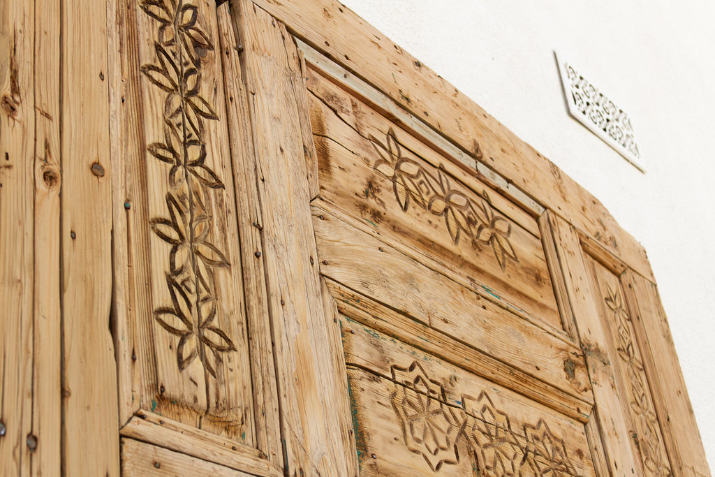 Ancient Carved Star Moroccan Riad Door