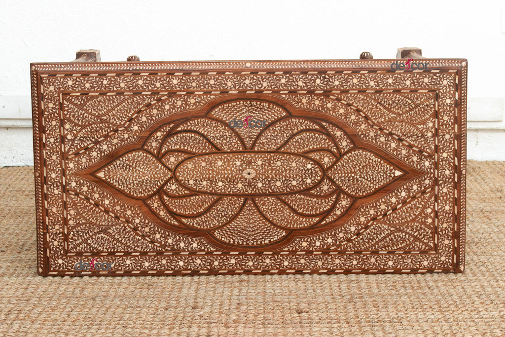 Exquisite Medallion Top Inlay Writing Table