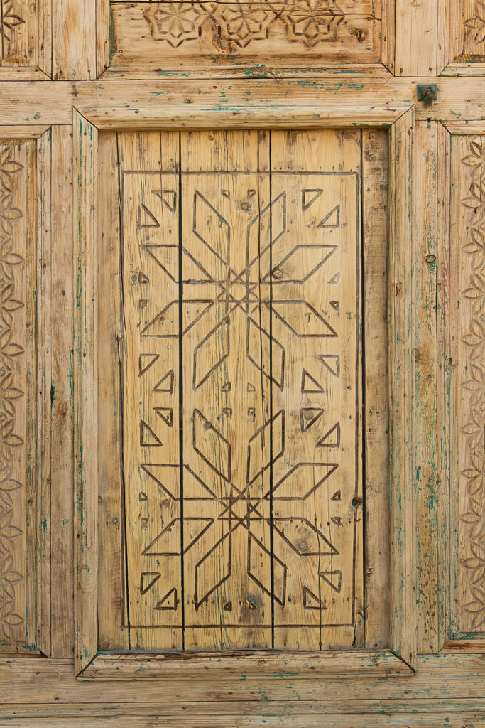 Ancient Carved Star Moroccan Riad Door