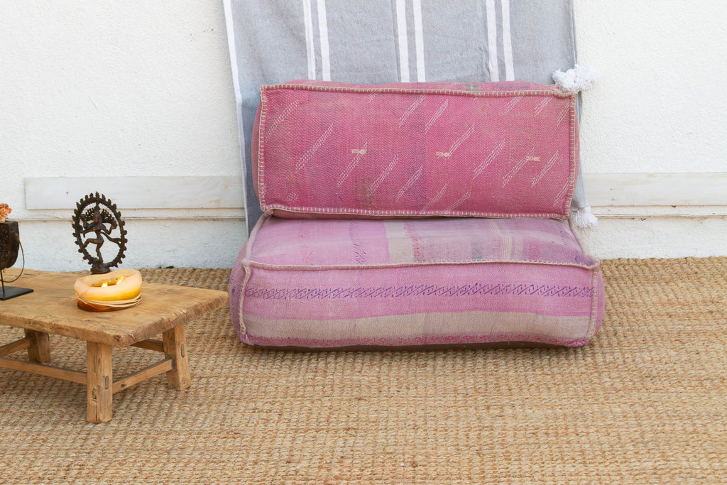 Antique Kantha Rose Floor Seating Set