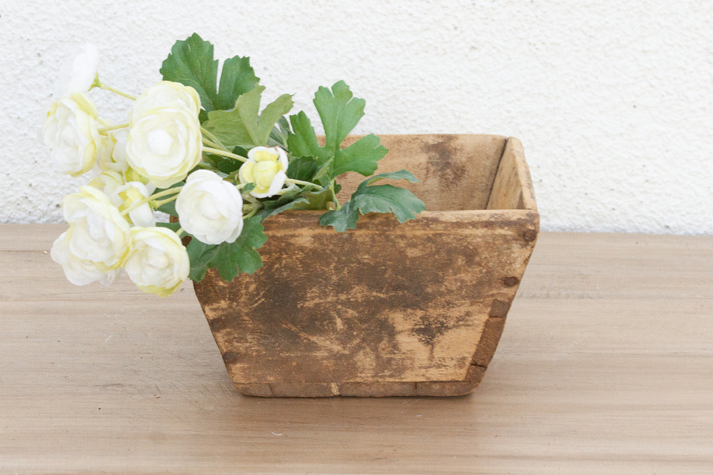 Charming Wood Basket w/Aged Patina