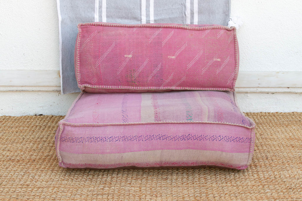 Antique Kantha Rose Floor Seating Set