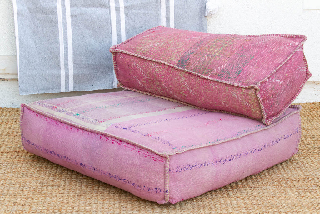 Antique Kantha Rose Floor Seating Set