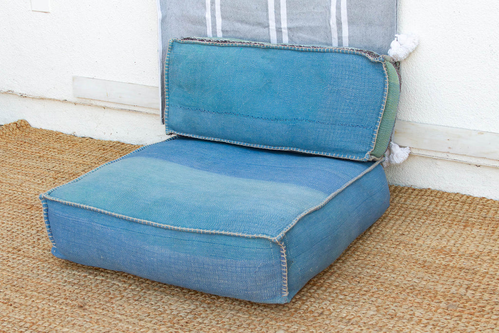 Antique Kantha Faded Indigo Floor Seating Set