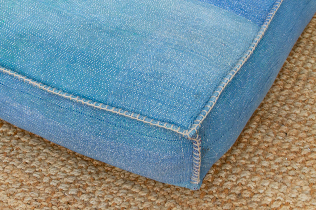 Antique Kantha Faded Indigo Floor Seating Set