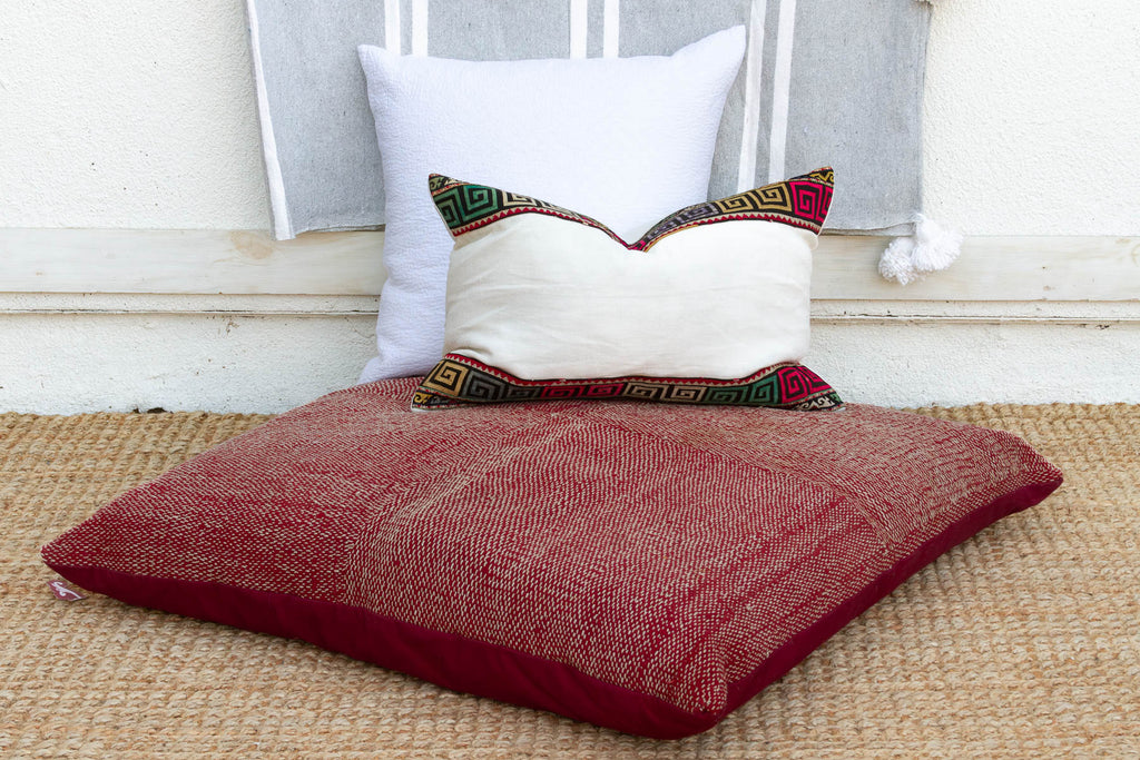 Antique Crimson Red Saami Floor Cushion