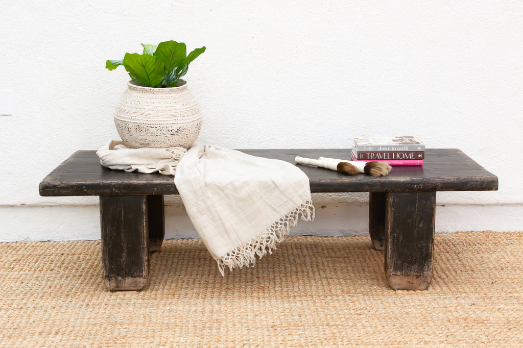 Rustic Farmhouse Patinated Black Coffee Table