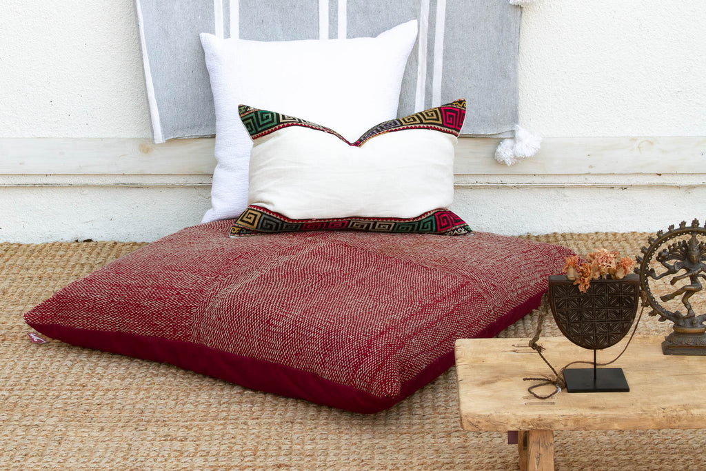 Antique Crimson Red Saami Floor Cushion