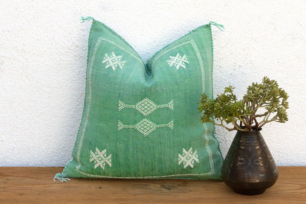 Sage Star Cactus Silk Moroccan Pillow