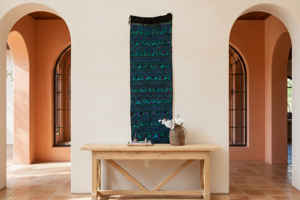 Vintage Mayan Azul Huipil Runner