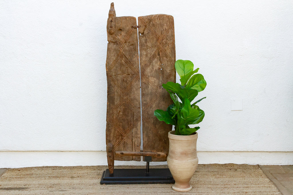 Antique Farmhouse African Two Plank Carved Door