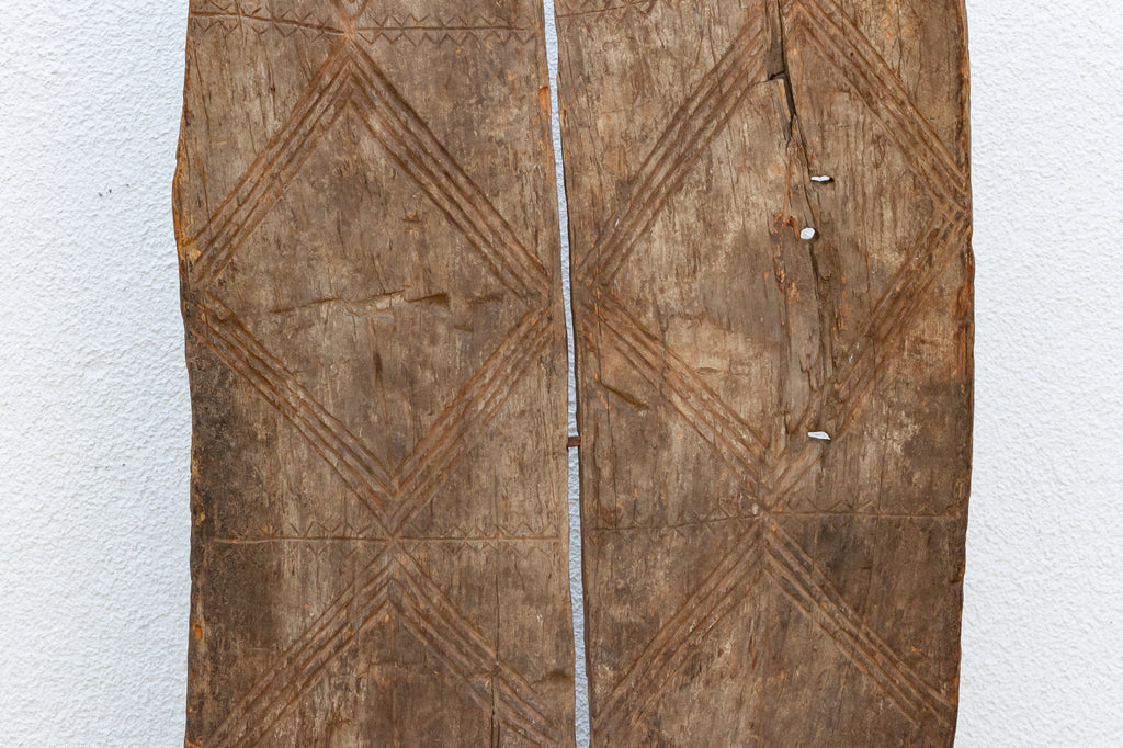 Antique Farmhouse African Two Plank Carved Door