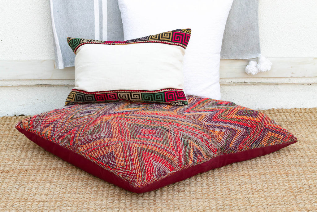 Antique Multicolor Chevron Pattern Saami Floor Lounger