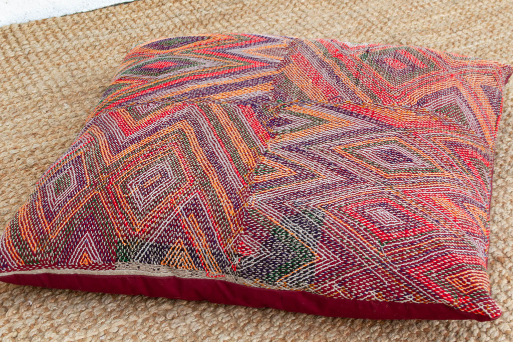 Antique Multicolor Chevron Pattern Saami Floor Lounger