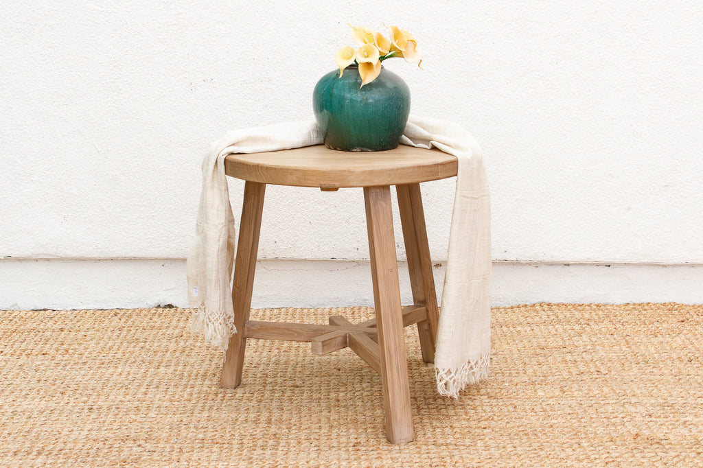 Bleached Wood Round Occasional Table