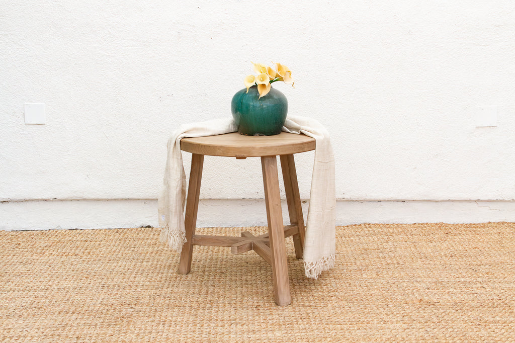 Bleached Wood Round Occasional Table
