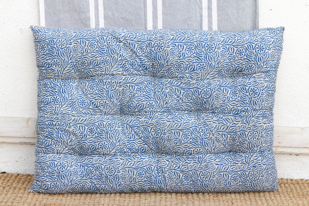Hand Block Printed Blue & White Jodhpur Garden Floor Cushion