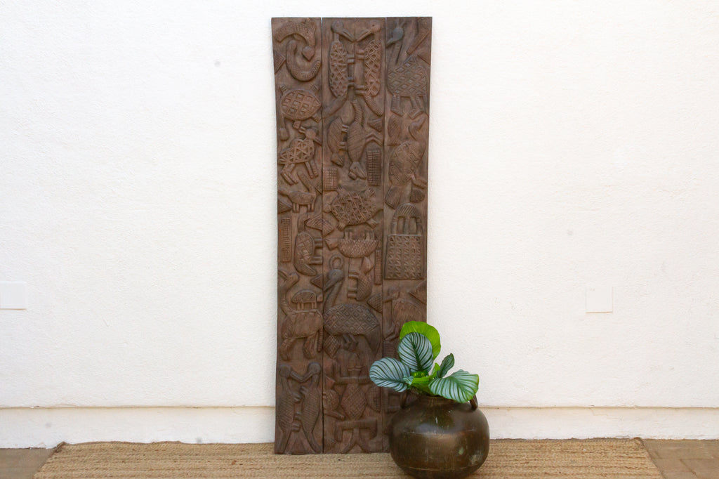 Animal Motif Carved Vintage Nupe Panel (Trade)