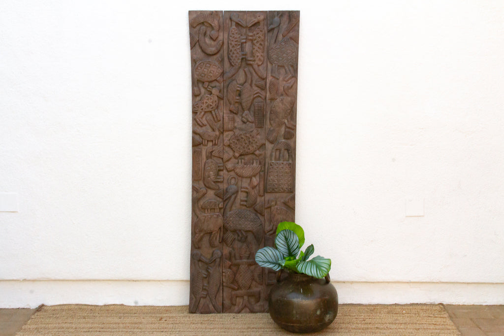 Animal Motif Carved Vintage Nupe Panel (Trade)