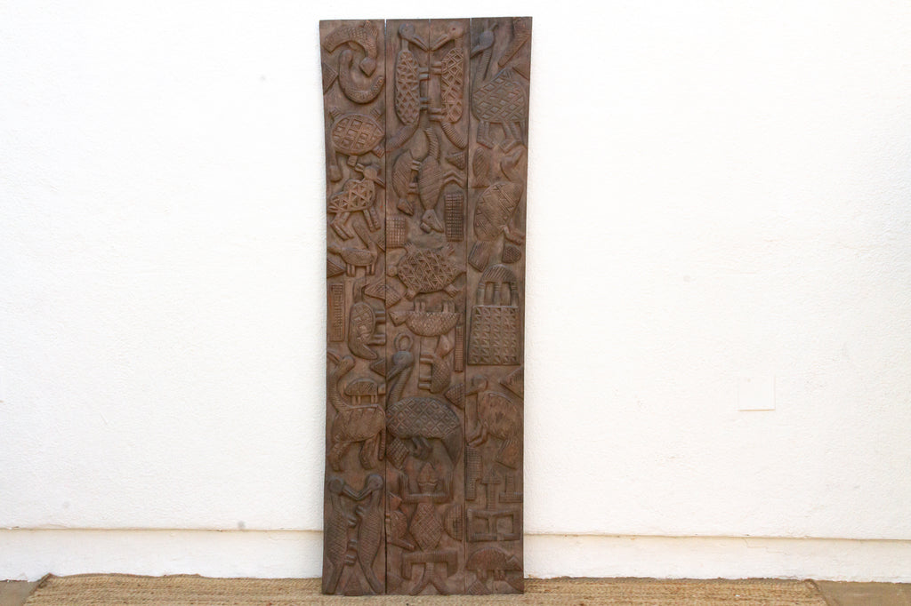 Animal Motif Carved Vintage Nupe Panel (Trade)
