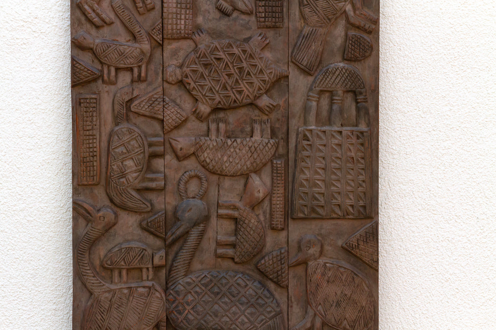 Animal Motif Carved Vintage Nupe Panel (Trade)