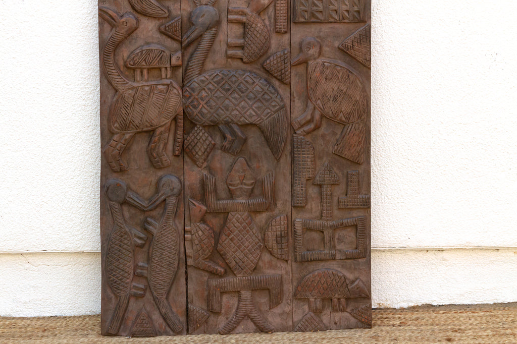 Animal Motif Carved Vintage Nupe Panel (Trade)