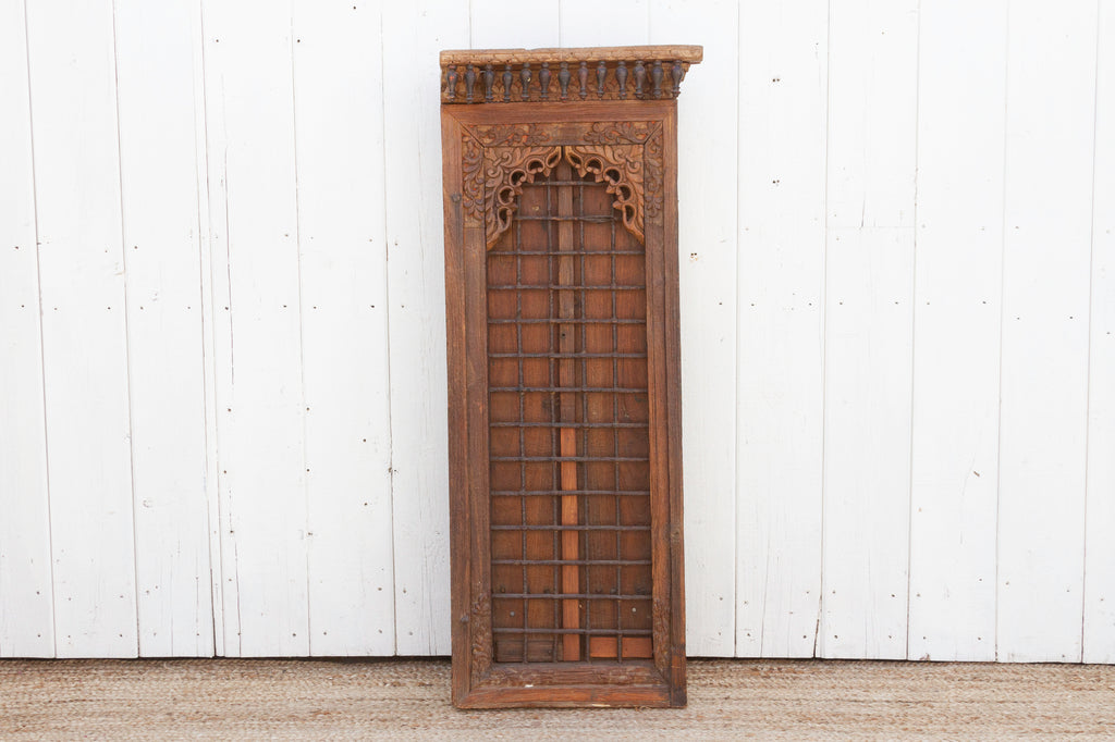 Antique Indian Arched Carved Window