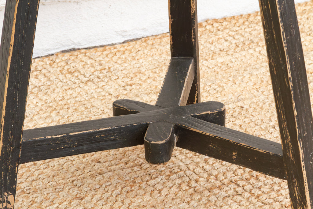 Distressed Black Round Bedside Table (Trade)