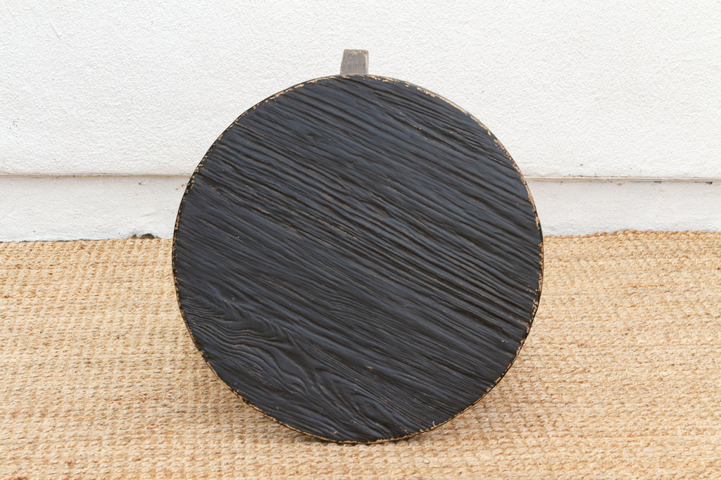 Distressed Black Round Bedside Table (Trade)