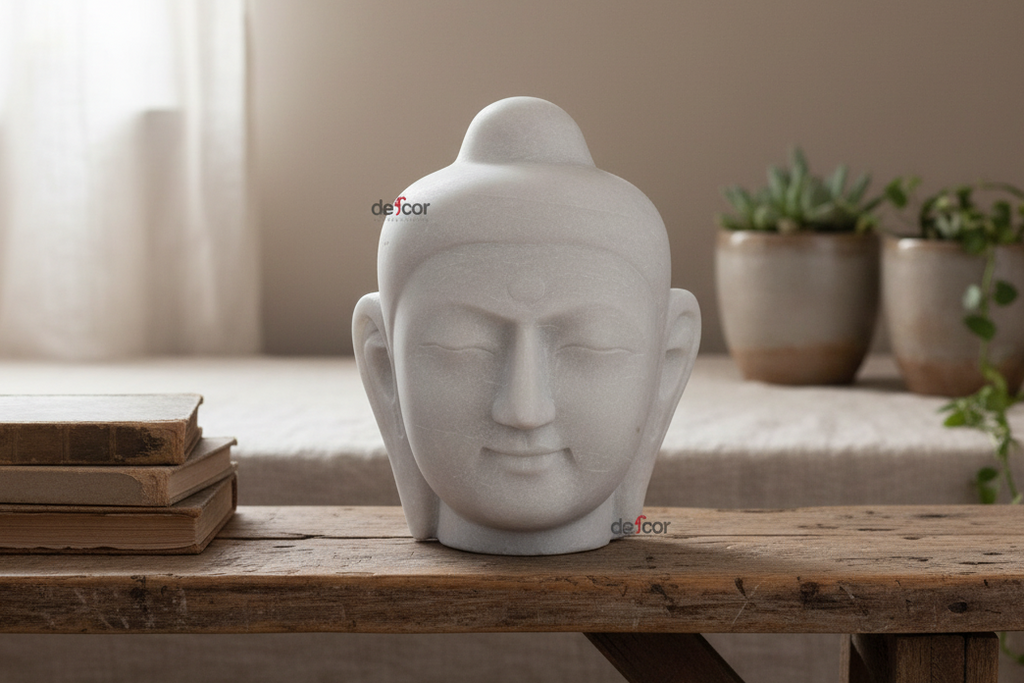 Pure White Marble Buddha Head