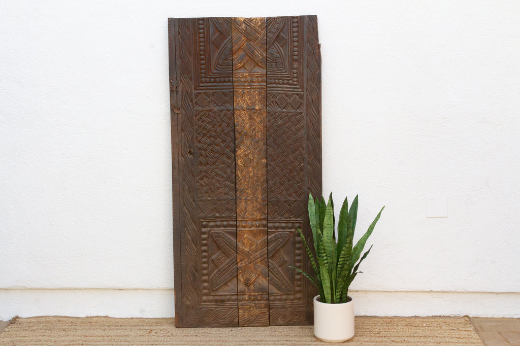 Antique Knot & Lattice Carved Igbo Door