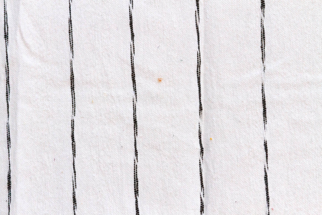 White & Black Pinstripes Moroccan Pom Pom Blanket (Trade)