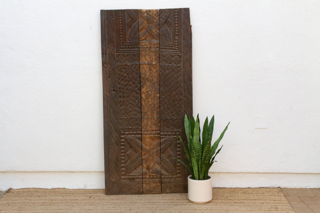 Antique Knot & Lattice Carved Igbo Door