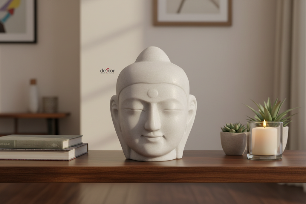 Serene White Marble Buddha
